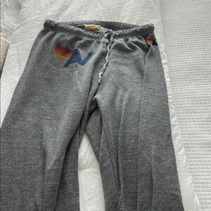 Aviator Nation Gray Sweatpants with Multicolor Logo